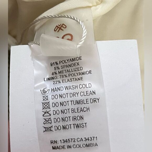 NWT PQ Swim Anthropologie Twist Ivory/Gold Adj Back Tie Padded/Lined Size D - Picture 6 of 6